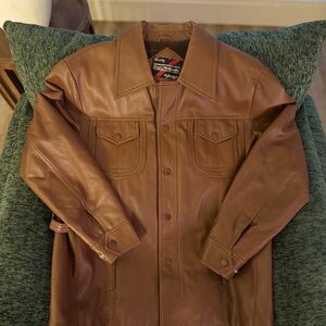 The Men's Store Tan Leather Shirt Jacket